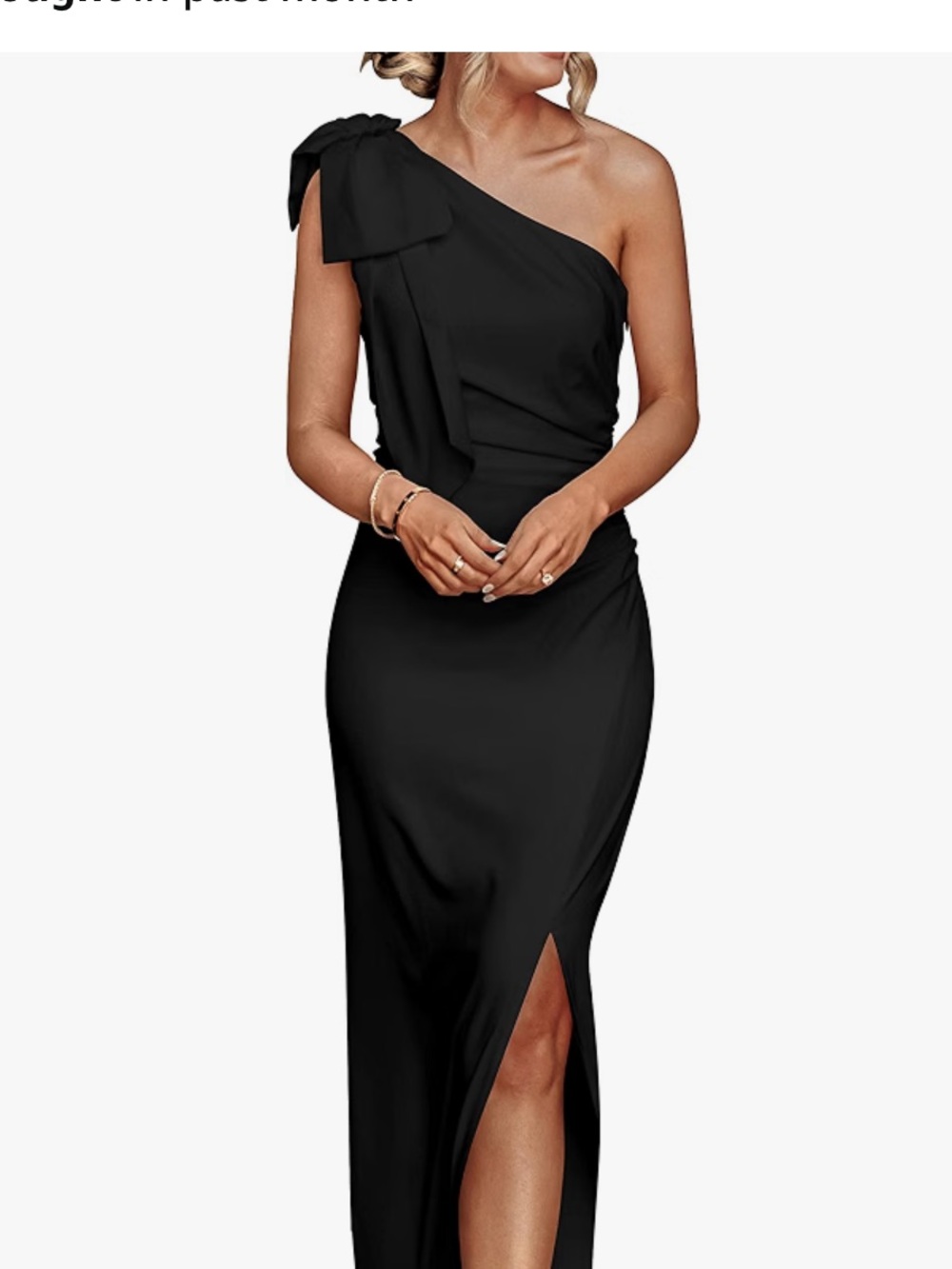 Women's One-Shoulder Bow Maxi Dress - Black